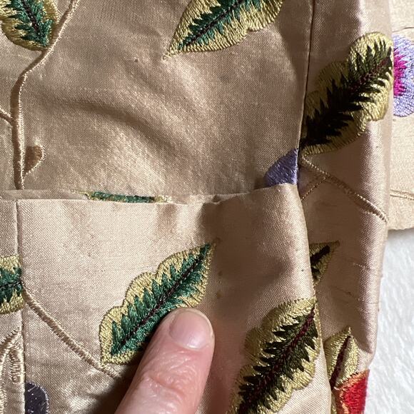 Paule Vasseur Women’s Embroidered Silk Jacket Sz M 38 Floral Old Money Workwear - Picture 9 of 11